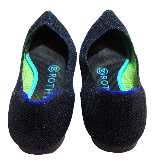 Rothy's Metallic Shoes The Point Flats Size 7 Black Blue Green Sparkle Women's - Picture 2 of 9